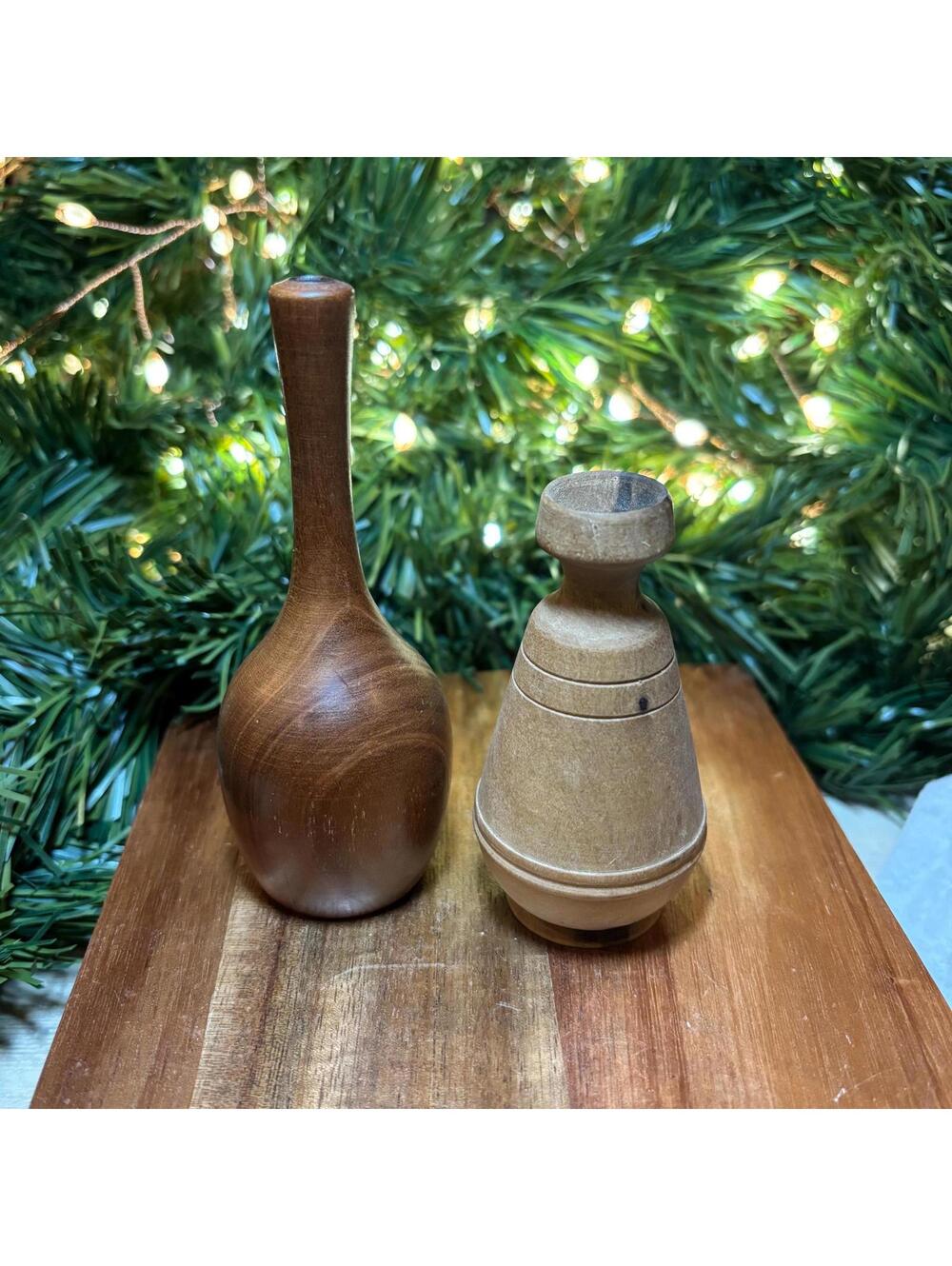 Mini Wood Bud Vases - set of 2